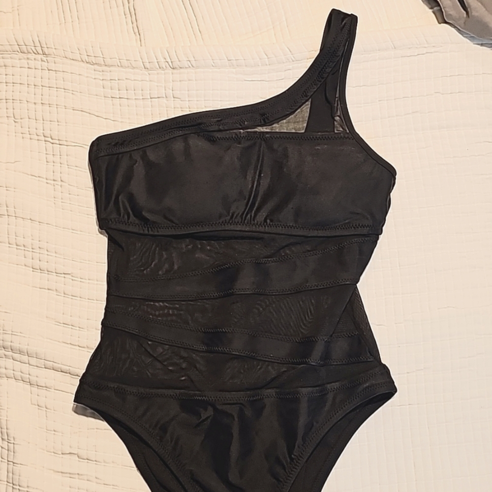 Shade & Shore Women's One Shoulder with Mesh One-piece Swimsuit